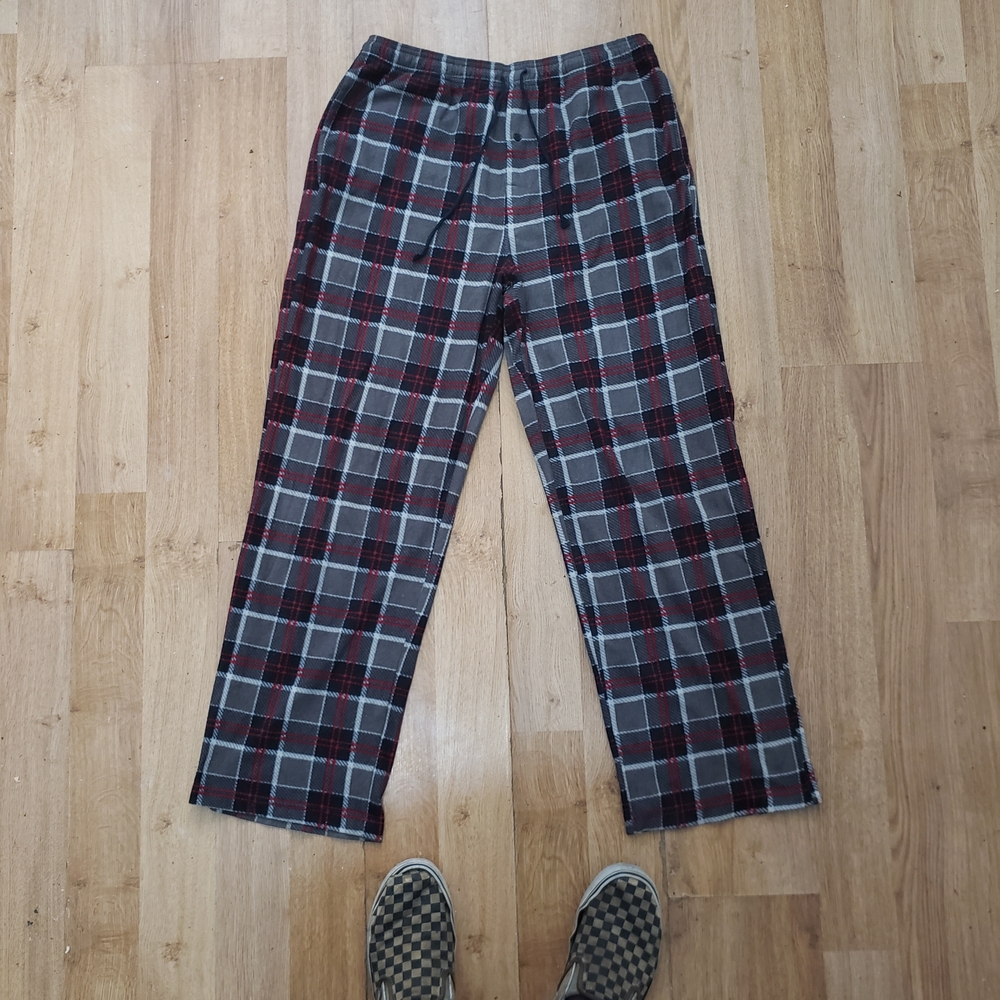 George Unisex Checkered Stripes Sweatpants - Black and Red